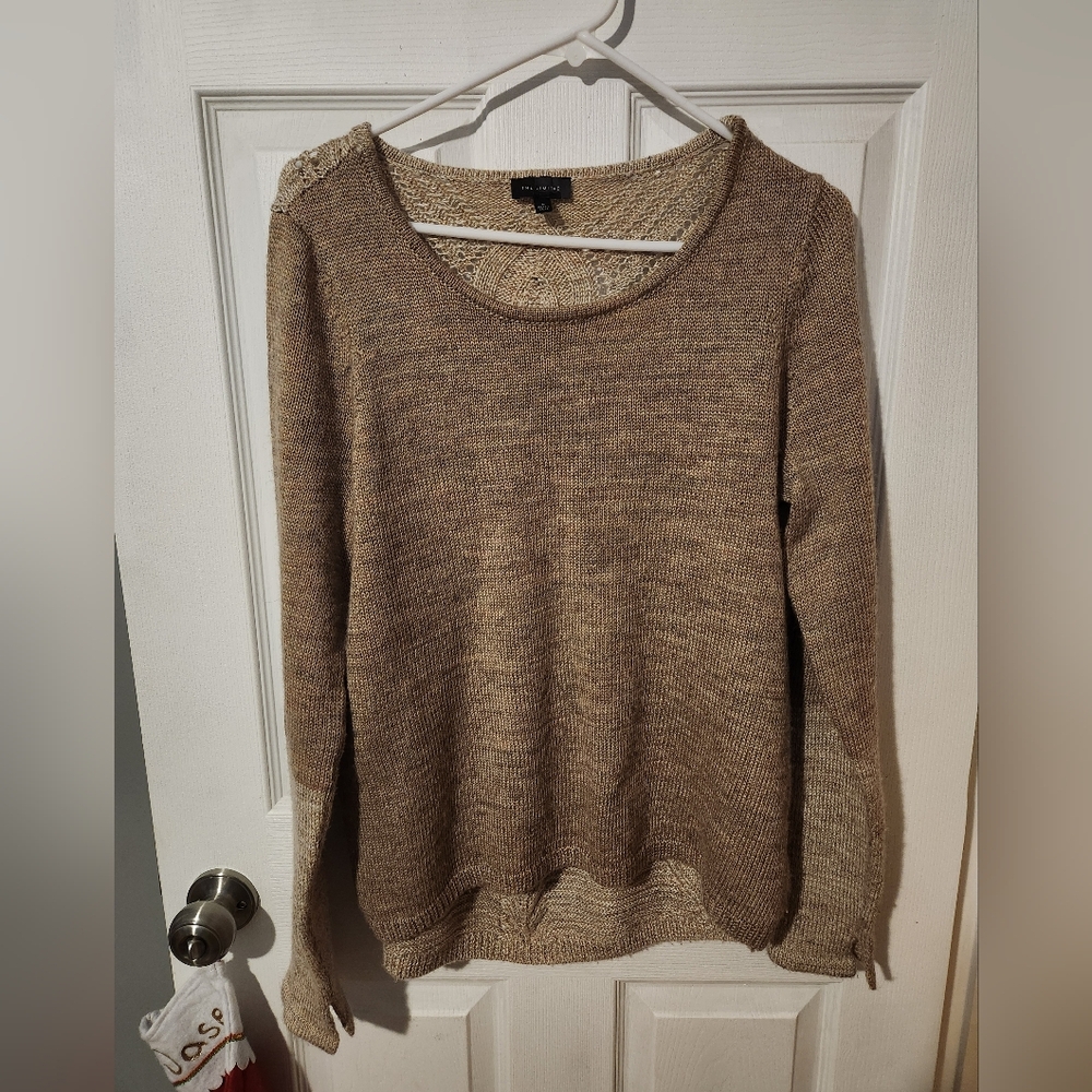 The Limited High Low Sweater Neutral Two Tone Wool Blend Women's Size Large Boho